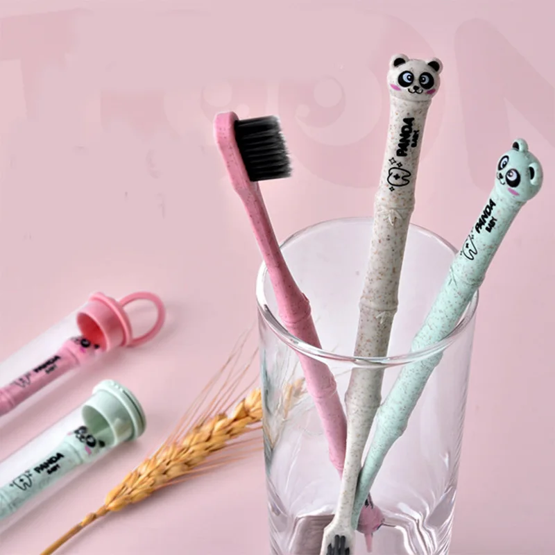 

Natural 1pc Bamboo Family Toothbrush Soft Brush Panda Degradable Oral Care Nano-antibacterial Cute Mini Heads For Adults