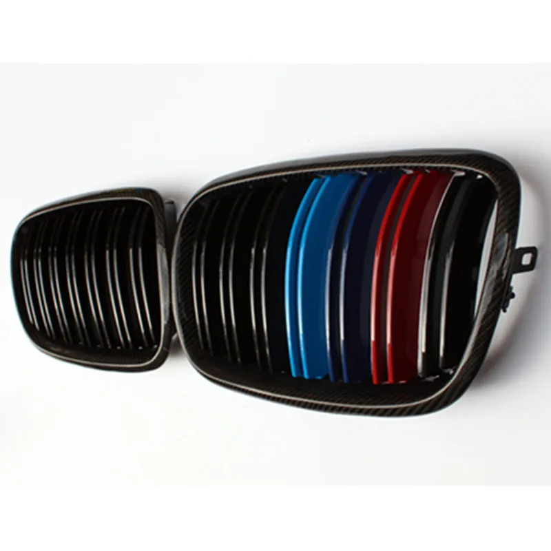 1 пара углеродная глянцевая черная M-цветная Передняя решетка гриль двойная