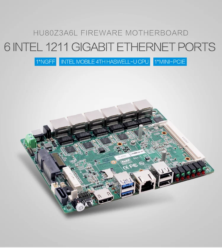 Заводская цена DDR3 6 lan брандмауэр Материнская плата для pfsense