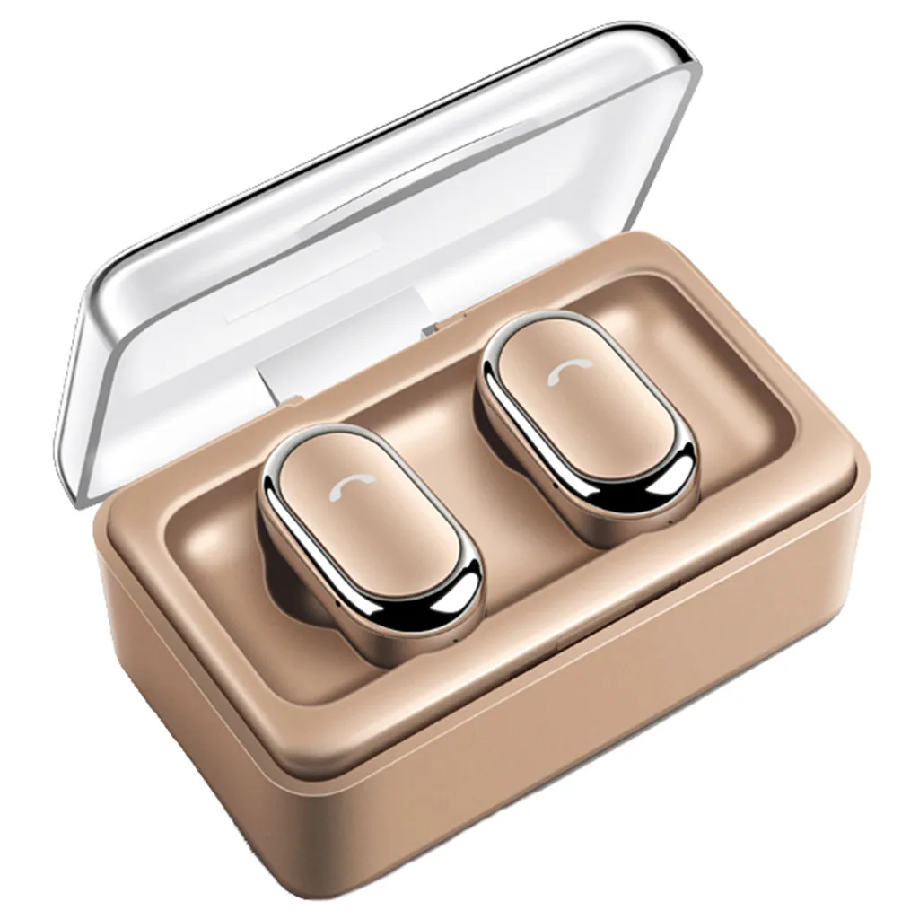 Gold Mini Twins настоящие Беспроводные спортивные наушники Bluetooth наушники-вкладыши стерео наушники с зарядным устройством универсальная Скрытая форма мини - Цвет: Gold
