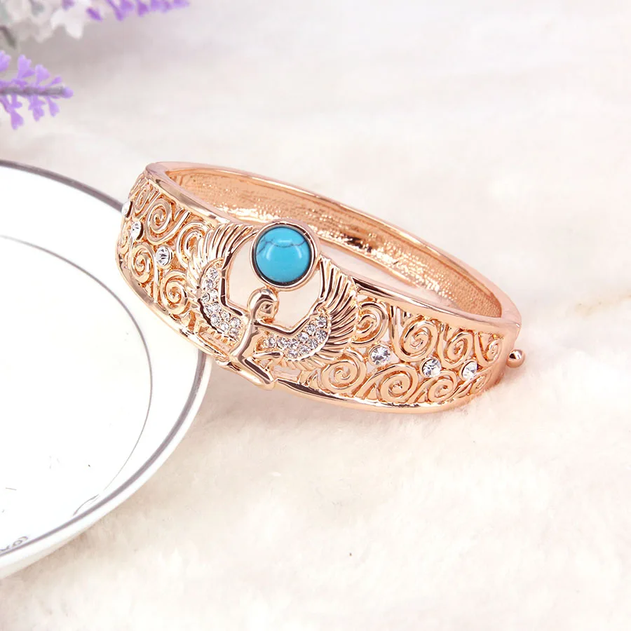 Женский браслет с австрийскими кристаллами ERLUER цвета розового золота ангелом