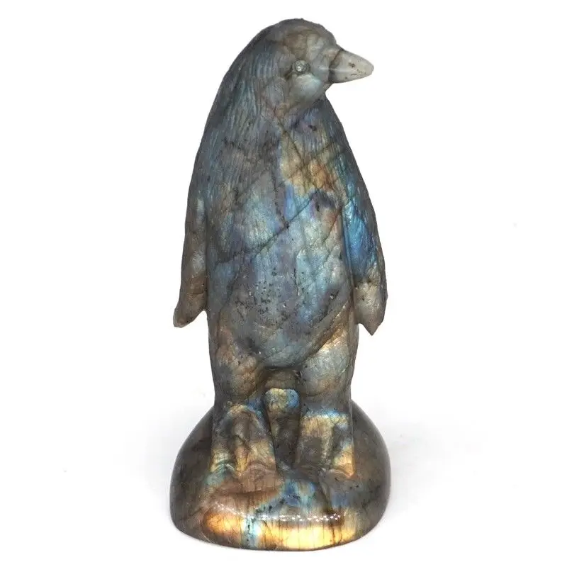 Penguin Natural Labradorite Animal Totem Statue Stone Sculpture Home Decor 4.33" | Дом и сад