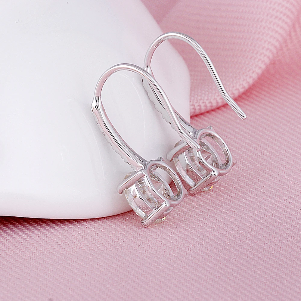 Transgems Geniune 14K White Gold Moissanite Drop Earrings for Women Center 6.5mm GH Color VVS Moisssanite Dangle | Украшения и
