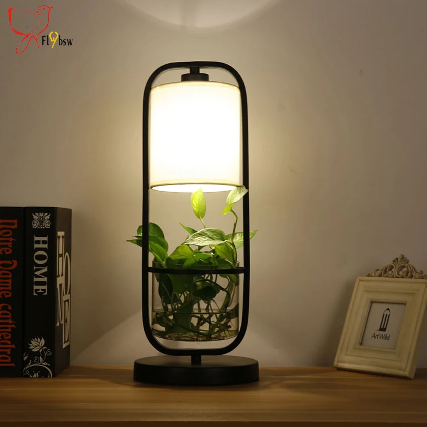 Modern simple Potted Plant table lamp bedroom/retaurant/cafe/bar decorative garden style iron&glass desk | Лампы и освещение