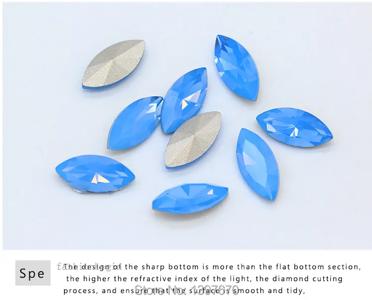 All-size Navette/Horse eye opal Faceted Glass fancy stone point back crystal Diamantes Rhinestones Nail Art jewelry making beads