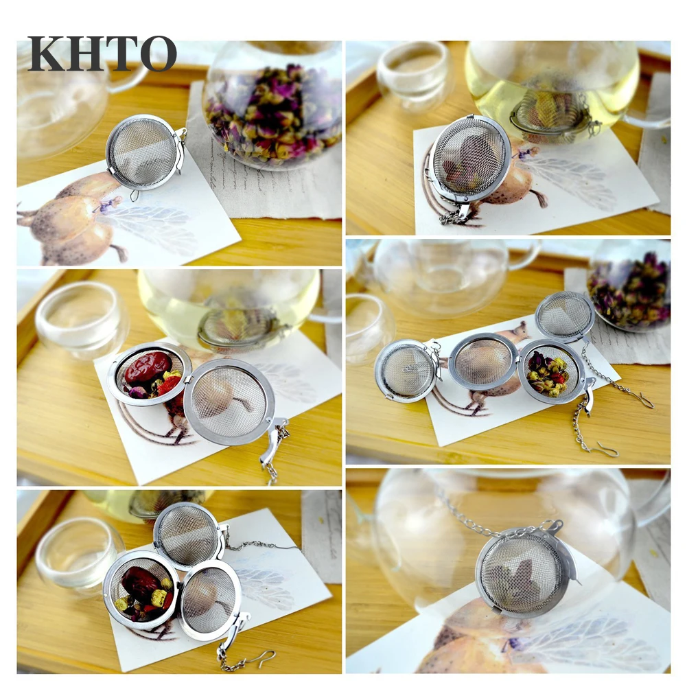 KHTO 4,5 см диаметр заварочный чайник из нержавеющей стали заварочный Сферический сетчатый фильтр свободный фильтр для чайных листьев Ручка чайный шар