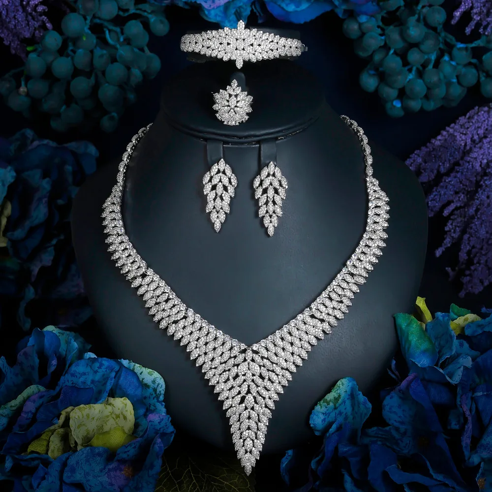 Goede Hadiyana Elegante 4 Pcs Bridal Zirconia Sieraden Sets Voor Vrouwen Partij Luxe Dubai Koper Cz Strass Bruiloft Sieraden Sets 2282W