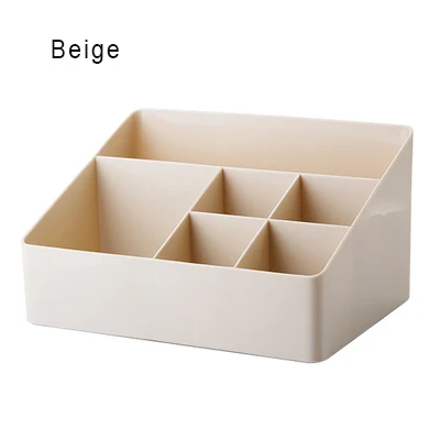 beige Коробка для хранения косметики для дома, гостиной, удаленное хранение, толстый пластик, шесть сеток, органайзер для косметики, креативный Настольный комод-66729 - Цвет: beige