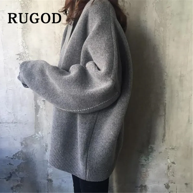 Женский вязаный свитер RUGOD однобортный Кардиган с v-образным вырезом Осень-зима |
