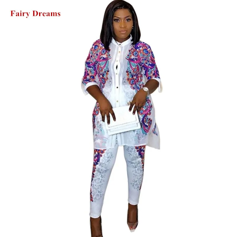 Женский комплект 2 шт. одежда в африканском стиле рубашка и брюки Dashiki Ankara Ropa Dama