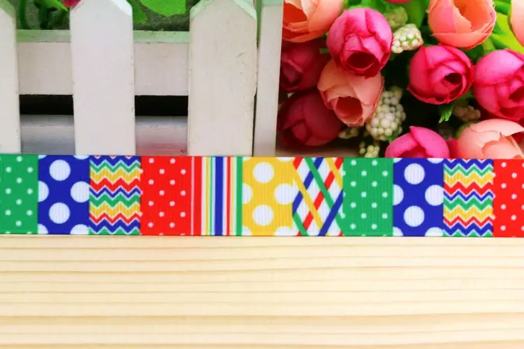 7/8 ''Бесплатная доставка узор в горошек шеврон лента головной убор бант для