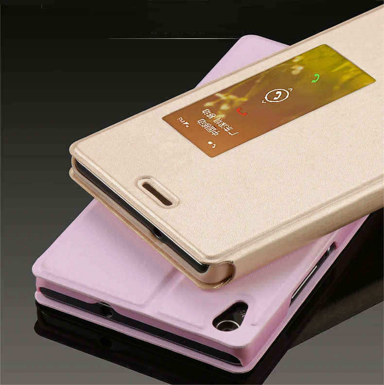 Флип кейс из искусственной кожи с окошком для просмотра Huawei P7 P8 P9 Plus Honor 6 чехлы