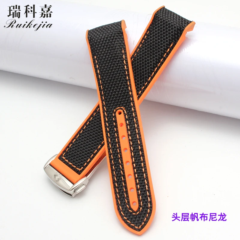 Suitable for Omega strap marine universe 9900 hippocampus 8900 silicone rubber nylon canvas 20mm 22mm folding buckle | Наручные часы