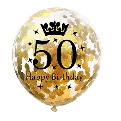 Balloon 50 Два кольца в одном, 12 шт./набор, 18 Вт, 30 Вт/40/50/60 лет Пластик спиральный орнамент 5 шт. конфетти Корона латексных воздушных шаров для День рождения украшения - Цвет: Balloon 50