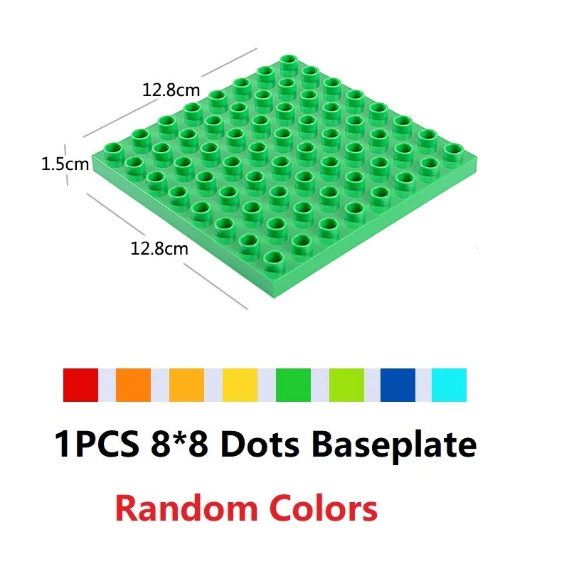 1PCS 64Dots Plate Строительные блоки большого размера, аксессуары, совместимые с Duploed DIY, детали блоков, рисунок, строительный лабиринт, гоночный трек, детские игрушки, подарки - Цвет: 1PCS 64Dots Plate