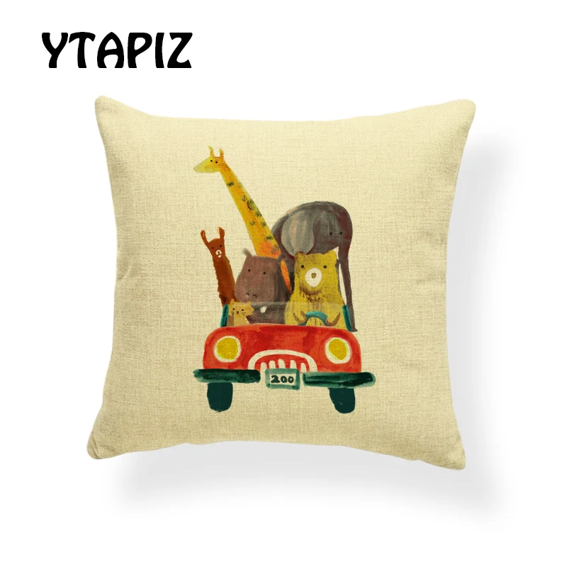 Комплект с животными из мультфильмов для подушки, олень, кошка, Кит, единорог, морской лев, жираф, Let Me, слон, кролик, украшение для дома, диванная наволочка