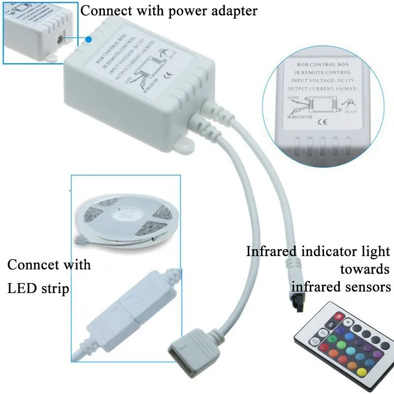 DC12V 24-кнопочный ИК-пульт дистанционного управления RGB контроллер для SMD2835/3528/5050/5730/5630/3014 RGB Светодиодные ленты огни мини контроллер для светодиодных лент