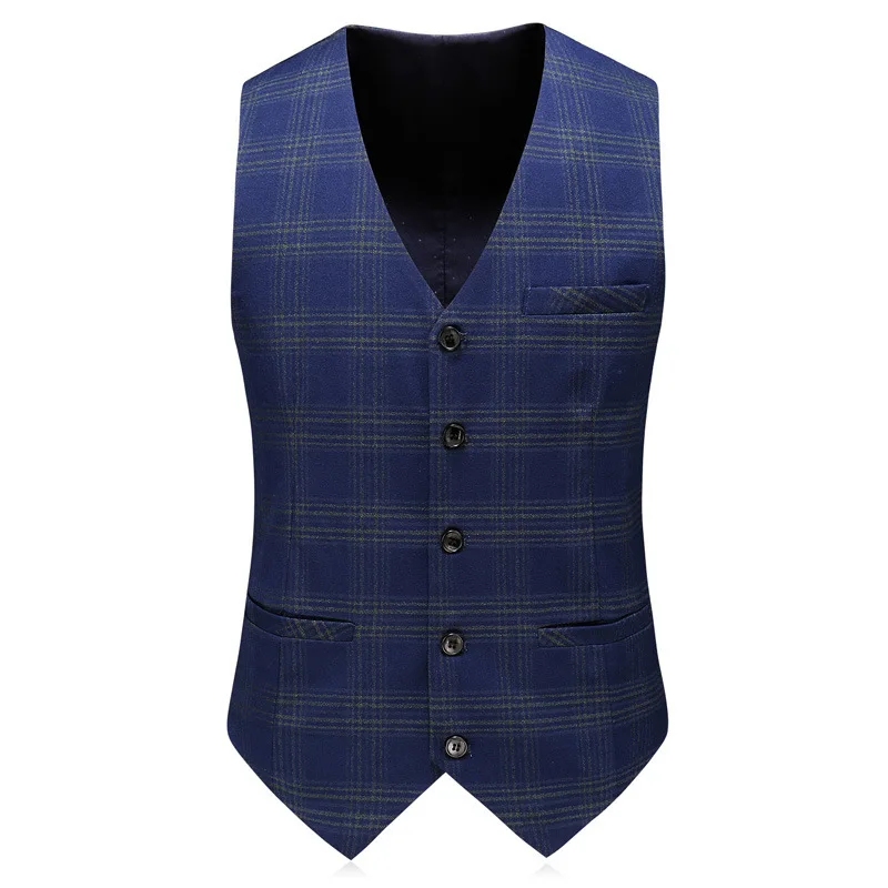 

Man Double-breasted Two-button Suits Business Casual Plaid Party Blazer Wedding Banquet Dress Set