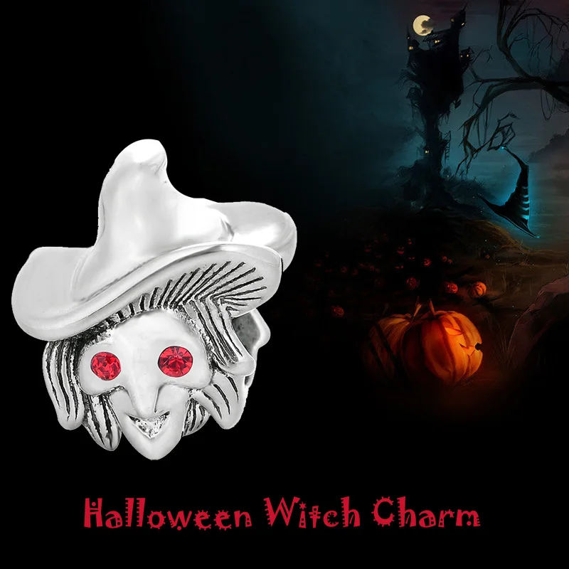 2016 подарок на день Хэллоуина серебро ведьма ювелирные изделия шармы бусины