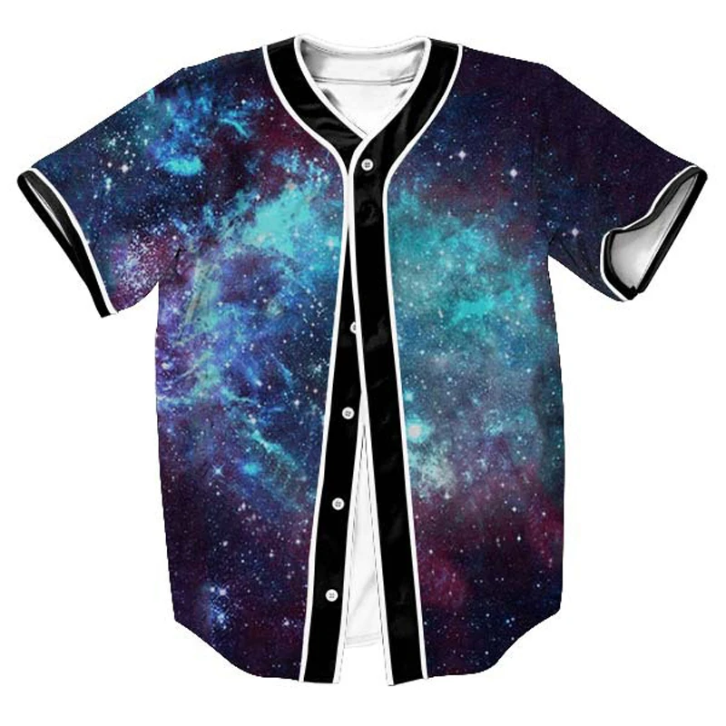 Camiseta de béisbol 3D para hombre, camisa con estampado de galaxia espacial, informal, Harajuku, Hip Hop, 2022