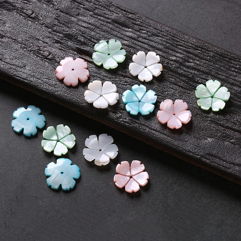 

Five-petal Flower Shell Beads Blue White Pink Green Seashells Pendant for Jewelry Making DIY Flower Beads for Earrings Necklace