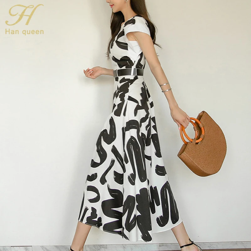 Женское ТРАПЕЦИЕВИДНОЕ ПЛАТЬЕ H Han Queen летнее платье без рукавов в стиле ретро с