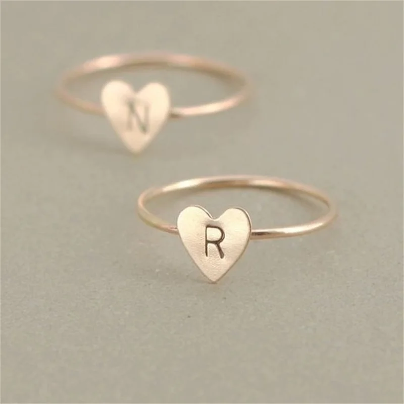 Hot Sale Letter Ring For Women Jewelry Fashion A To Z Full Alphabet Heart Shape Female Couple Gifts Anello donna | Украшения и