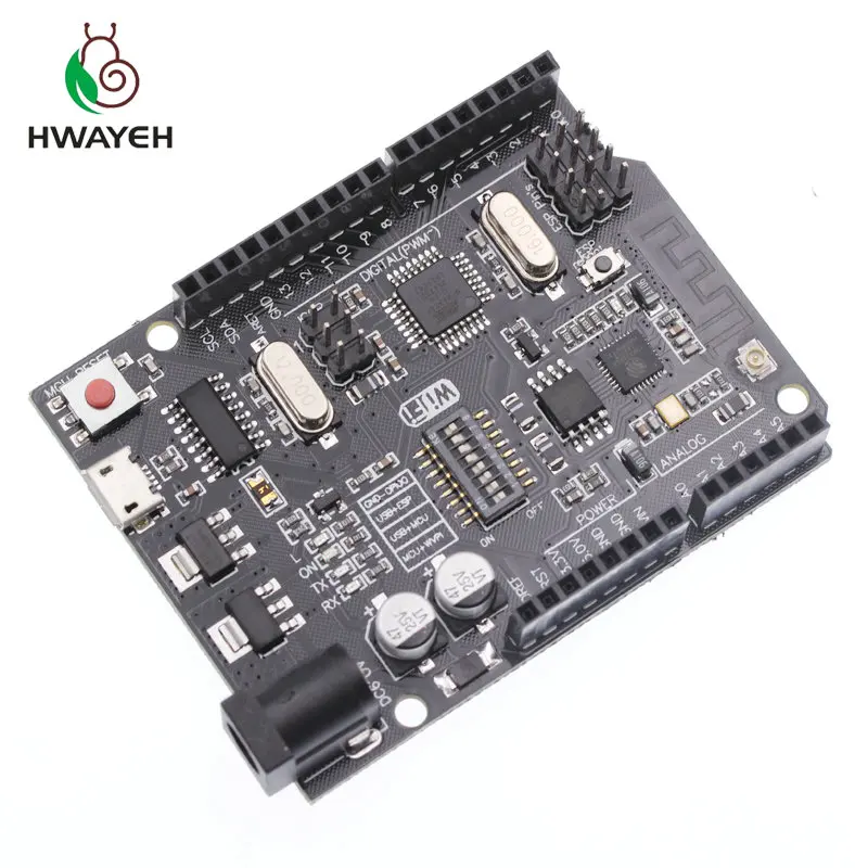 UNO R3 WIFI HWAYEH UNO R3+ WiFi ATmega328P+ ESP8266(32 Мб памяти) USB-TTL CH340G для Arduino Uno NodeMCU WeMos ESP8266 новое поступление - Цвет: UNO R3 WIFI