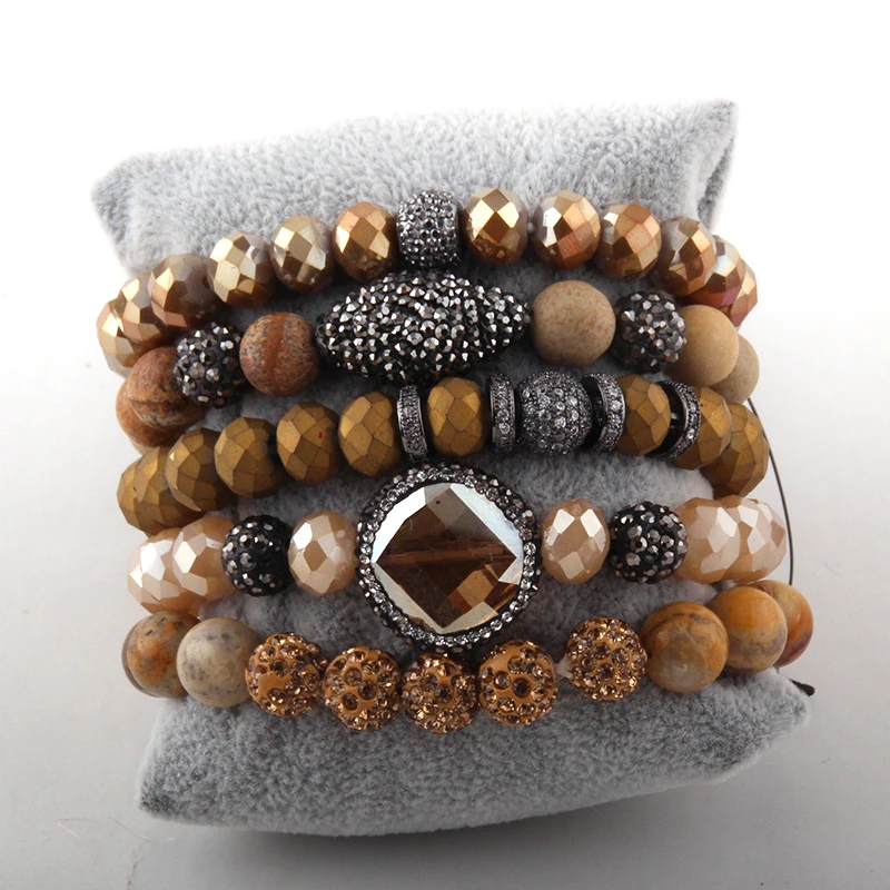 MOODPC модный красивый 5 шт. Набор браслетов из микрофианита паве шар натуральный