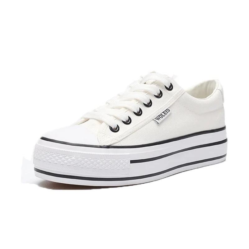 Женская повседневная обувь белая парусиновая увеличивающая рост весна лето