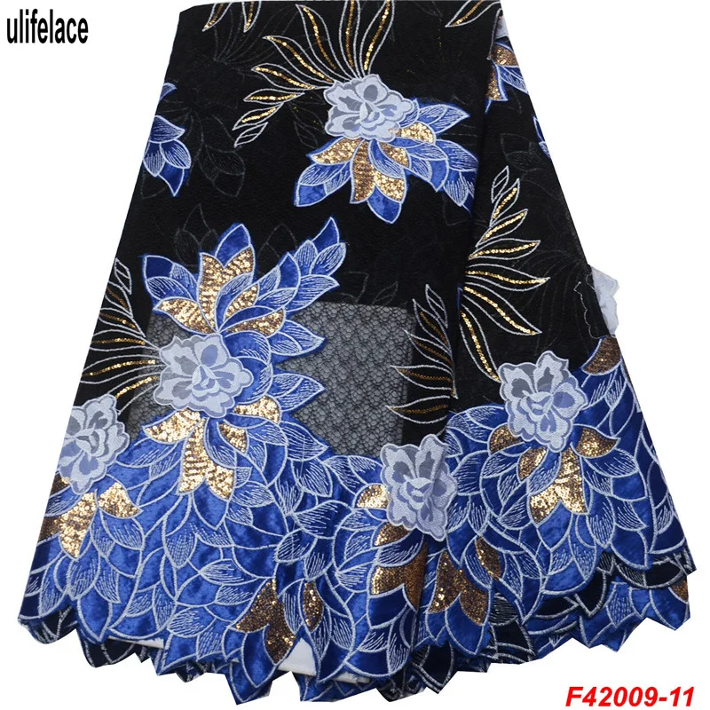 

African French Lace Fabric High Quality Mesh Chantilly color Sequins Tulle Net Embroidery Lace applique wedding dress F4-2009