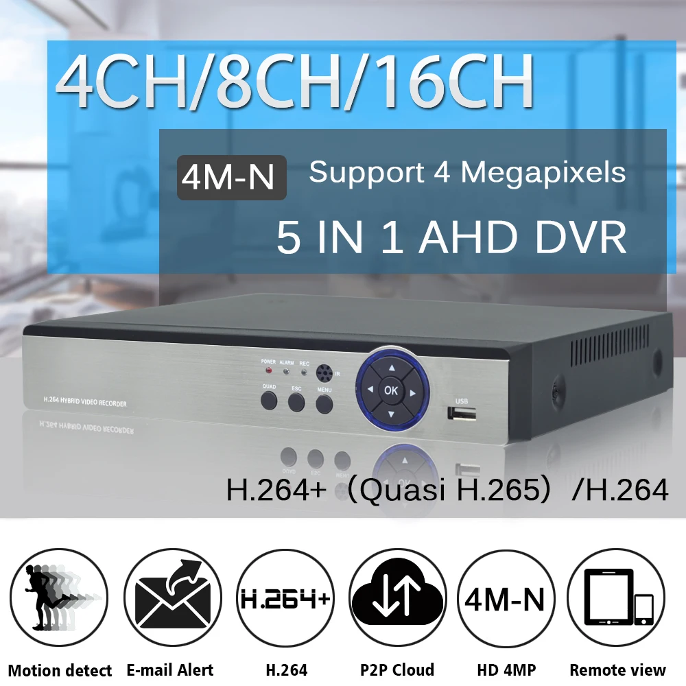 OUERTECH AHD CVI TVI CVBS IP 5 в 1 4 канала/8 каналов/16 каналов мегапикселя м n DVR канала RCA аудио