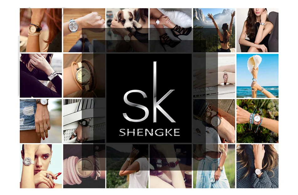 Shengke часы для женщин Роскошные Кварцевые часы для женщин Мода Reloje Mujer Дамы 18 мм Золотой сетчатый ремешок Часы Relogio Feminino