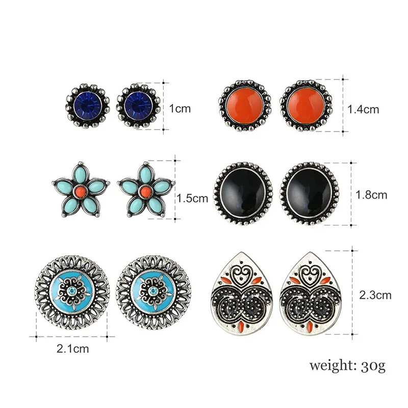 6 пар серьги гвоздики в этническом стиле|earrings factory|earring manufacturerearrings picture |