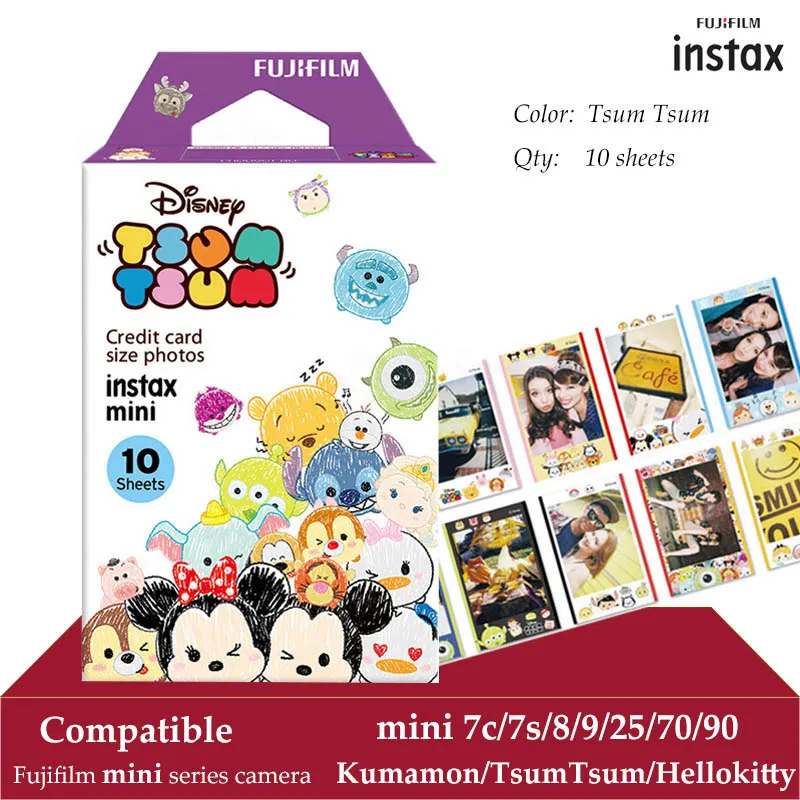 Fujifilm Instax Мини пленка Tsumtsum 10 листов fr Instax Mini 9 8+ 7 s 70 90 25 мгновенный Polariod камера принтер для смартфонов SP-2 1