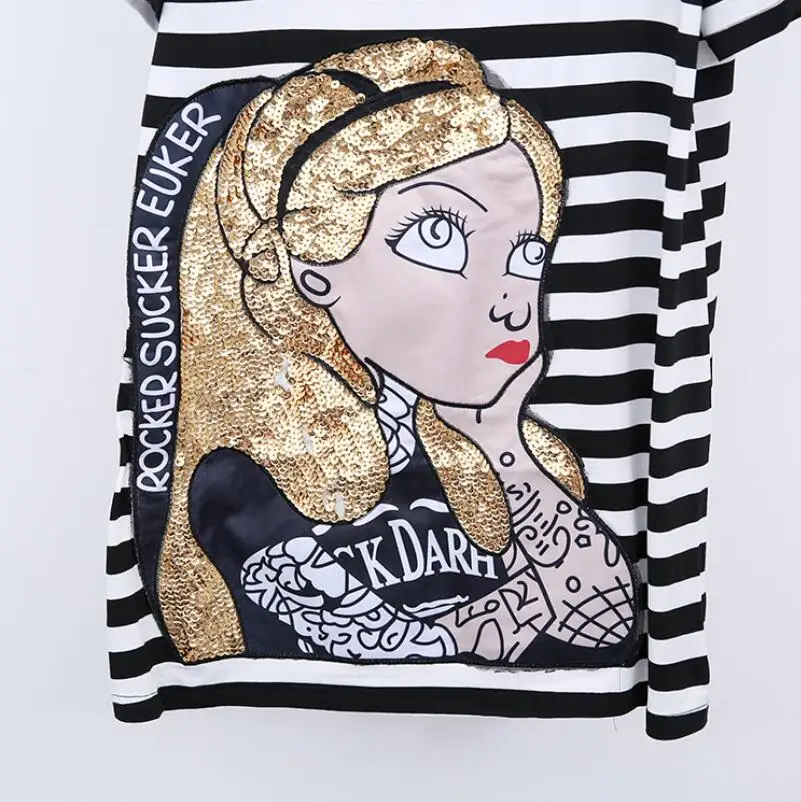 Летний Стиль Хлопок Прямо Свободно Сорочка Плюс Размер Платья Шею Полосатый