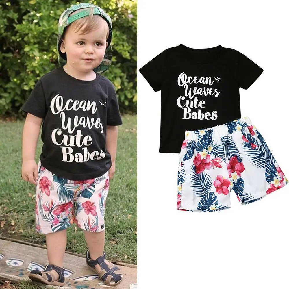 Футболка для маленьких мальчиков Топы + штаны летняя праздничная одежда | Детская
