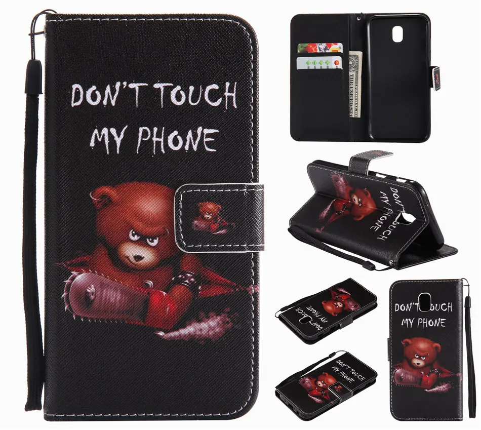 Милый кожаный чехол с откидной крышкой для Funda samsung Galaxy S8 Plus S7 S6 Edge J3 J5 j7 чехол для девочек с медведем и леопардовым принтом чехол-кошелек P06F