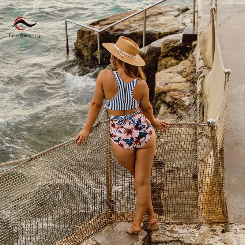 2019 женский купальник пуш ап винтажный цветочный принт плюс размер цельный