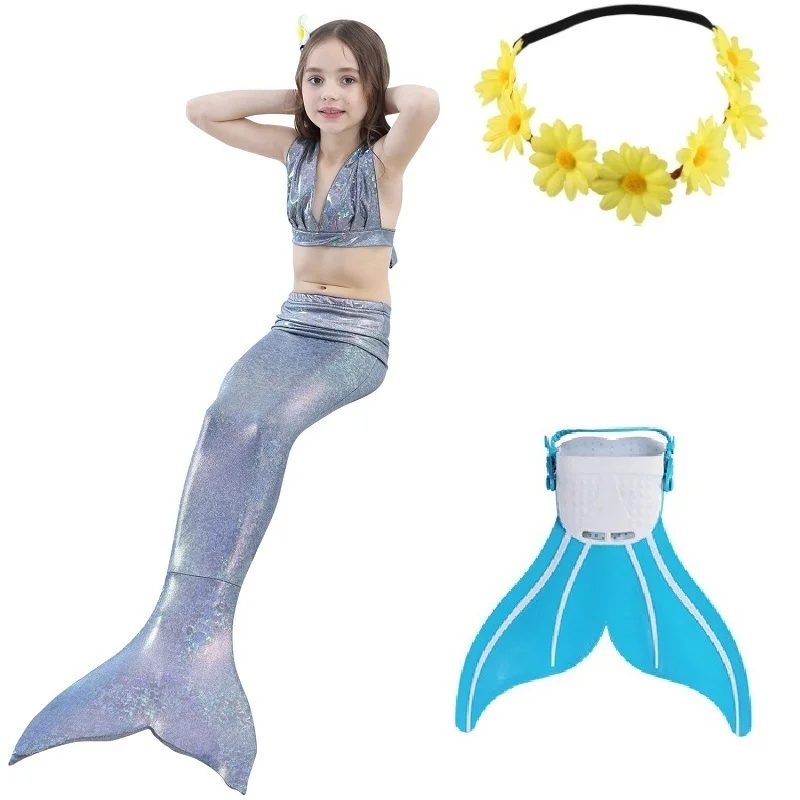 Купальный костюм русалки с хвостом для плавания моноластами детское бикини