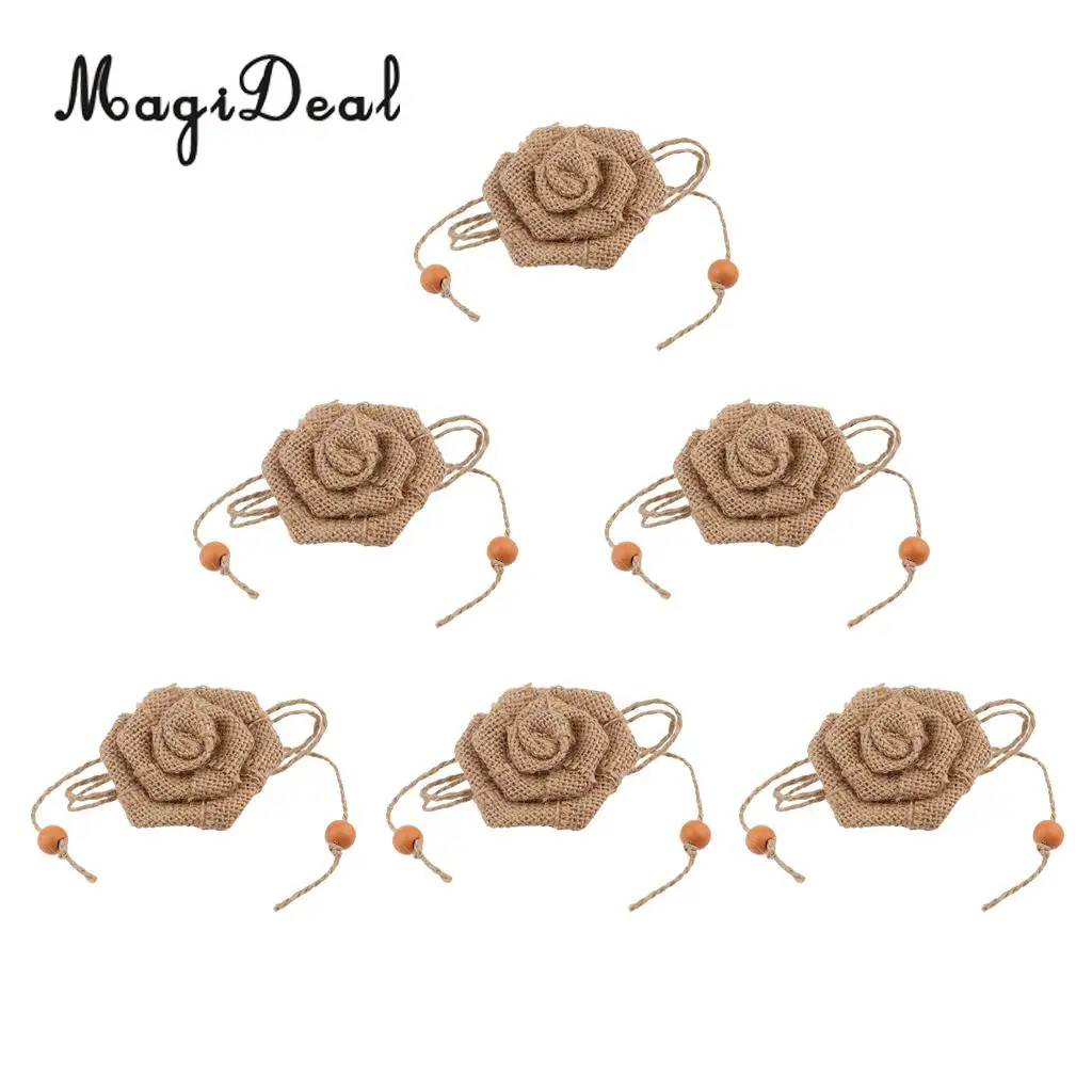 Джутовая Роза цветок гессиань потертый шик DIY букеты Рождественский свадебный