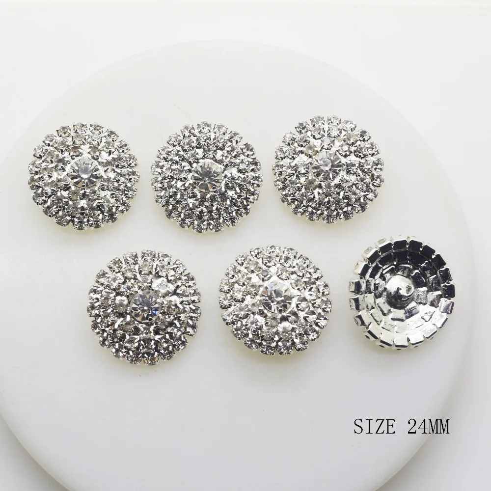 Новая Стразы в виде горного хрусталя 5 шт./лот 24 мм круглое серебристое кнопки для