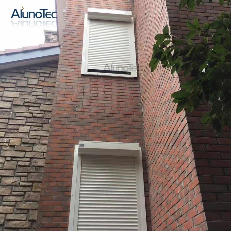 Автоматическая шторная дверь окна рулонные ворота из алюминия с белый бежевый