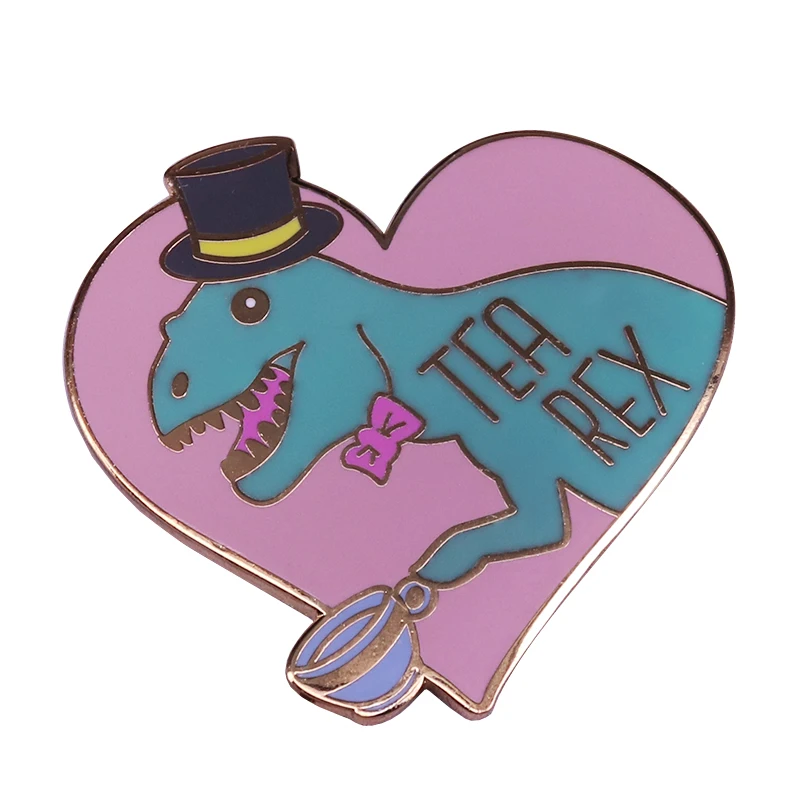 Tea rex T-rex pun брошь с картинками из мультфильмов