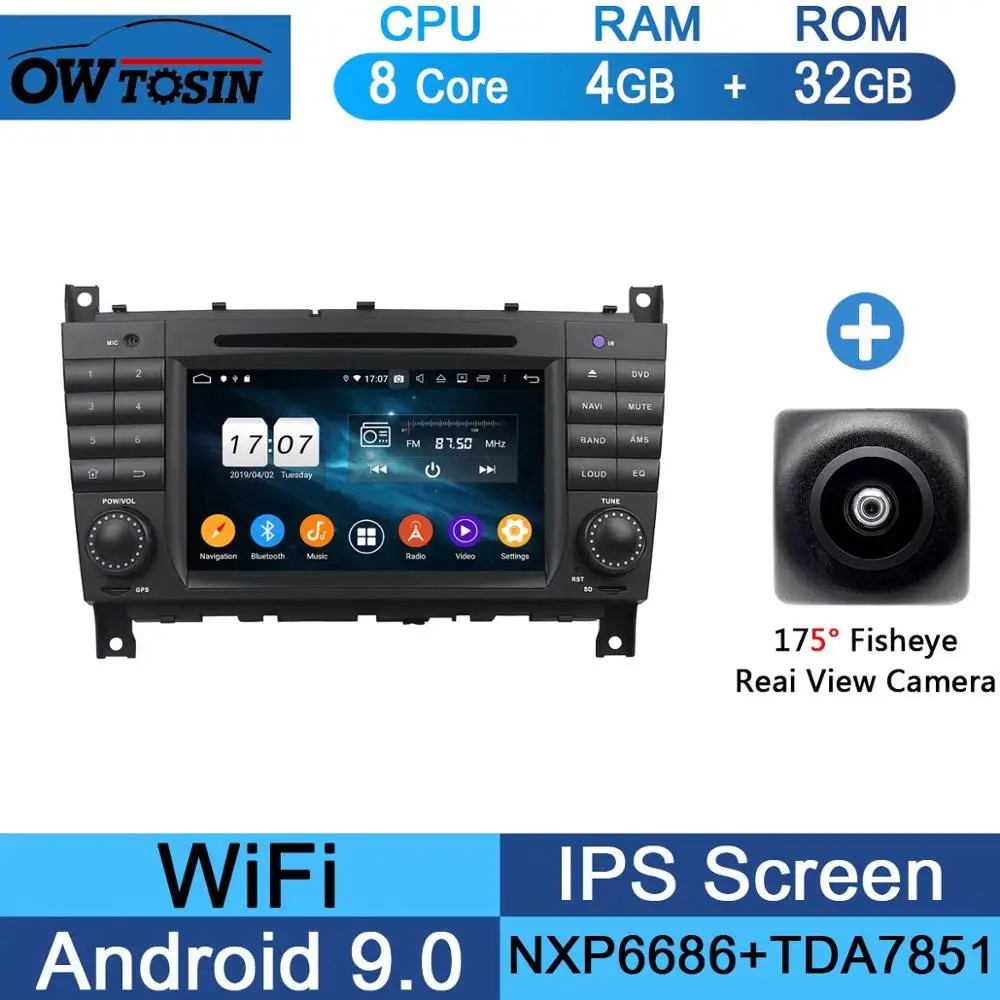 32G Fisheye Camera " ips Android 9,0 8 Core 4G+ 64G Автомобильный dvd-плеер для Mercedes Benz C CLC CLK класс CLS W203 W209 W219 W467 gps компактное минирадио Parrot BT - Цвет: 32G Fisheye Camera