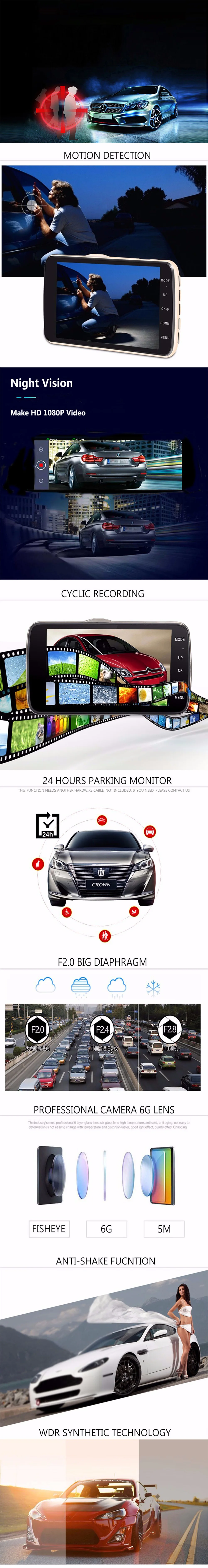 Новинка 4,0 дюймов ips экран Автомобильный видеорегистратор Novatek Автомобильная камера T810 Oncam Dash камера Full HD 1080P видео 170 градусов dfdf