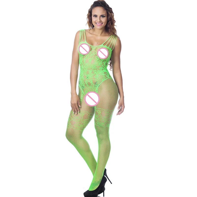 Light Green Новые женские пикантные эротические костюмы нижнее белье в сеточку сетчатые боди Женская комбинация для сна чулок для тела женское нижнее Белье для сна - Цвет: Light Green