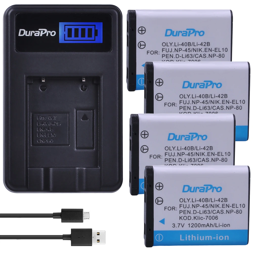 4 шт. Li-40B LI 40B 42B аккумуляторы + ЖК USB зарядное устройство для Olympus | Электроника
