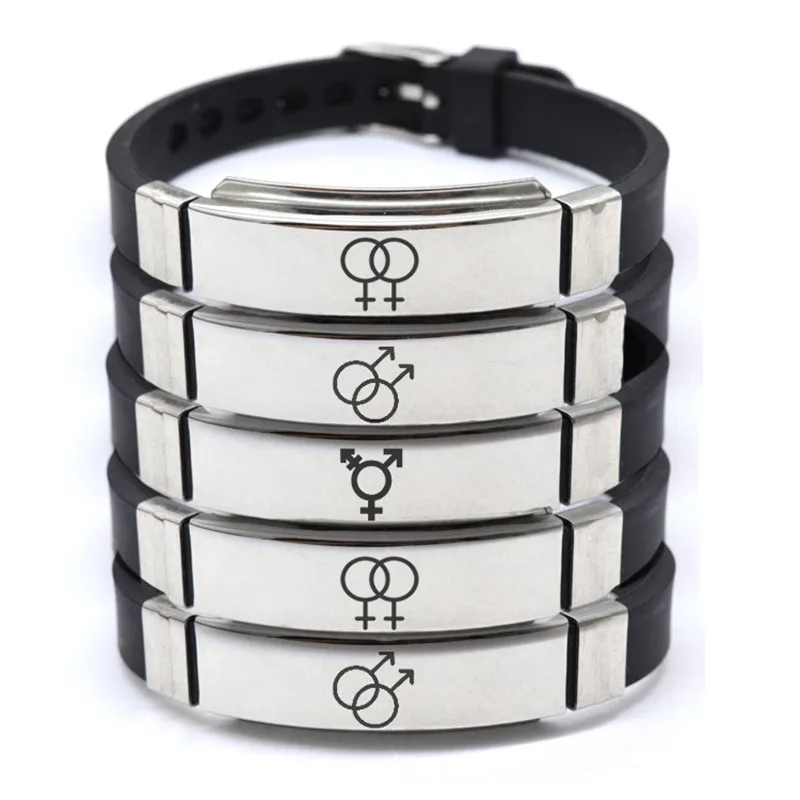 

New LGBT Gay Pride Silicon Stainless Steel Bracelet Boy Girl Symbol Gay Pride Women Friendship Bracelets Man Jewelry 2019