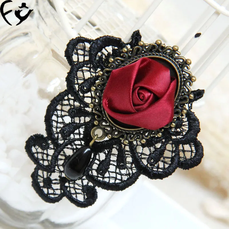 

Vintage lace manual rose brooch